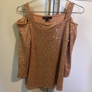 NWT X SMALL INC SEQUINED COLD SHOULDER PARTY TOP